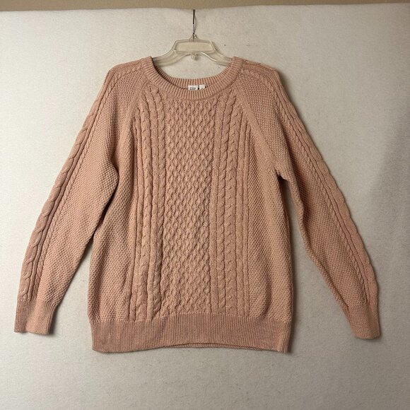 Gap sweater sz XL Light Pink Pullover Cable Knit 100% Cotton fisherman NEW - Picture 1 of 5